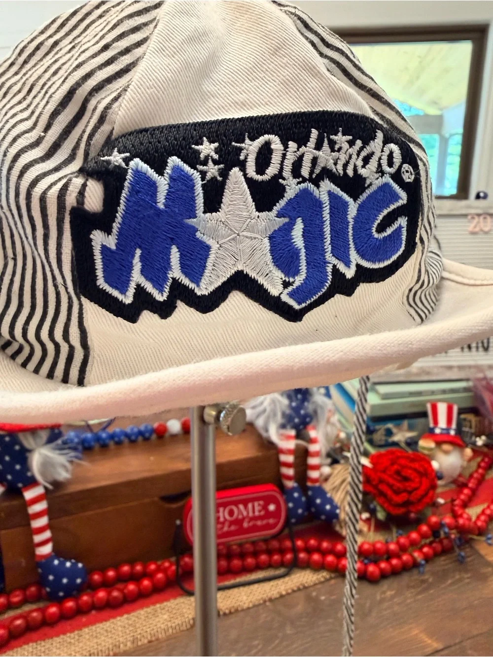 Vintage 90s Orlando Magic Toddler Elastic Back Hat Pinstripe Baby Kids Cap Rare